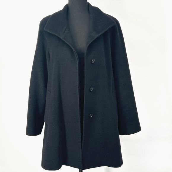 Cinzia Rocca Wool Cashmere Coat Womens 6 Black Made Italy Tailored - Picture 2 of 16